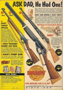 A marketing poster for 3 models of Daisy air guns