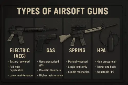 Electric vs Gas vs Spring vs HPS airsoft guns